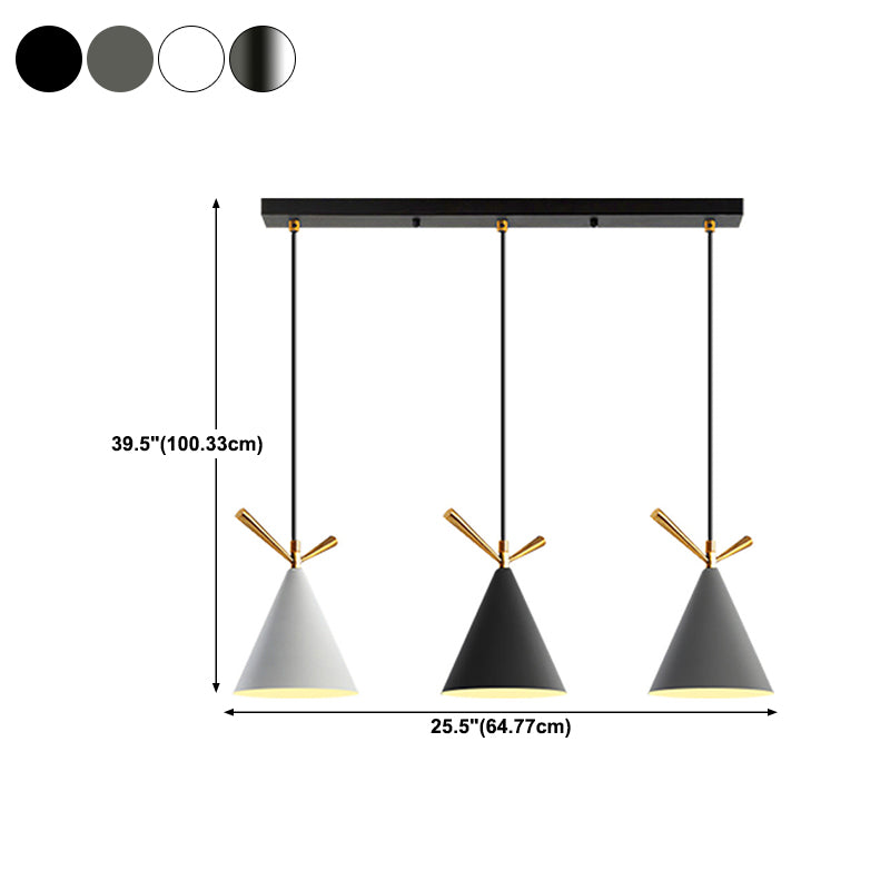Modern Cone Shade Island Pendant Light 3-Light Ceiling Light with Metal Shade