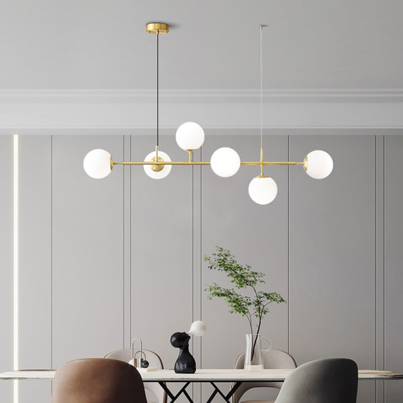 5/6-Light Metal Kitchen Island Lighting Modern Linear Ceiling Light in Gold