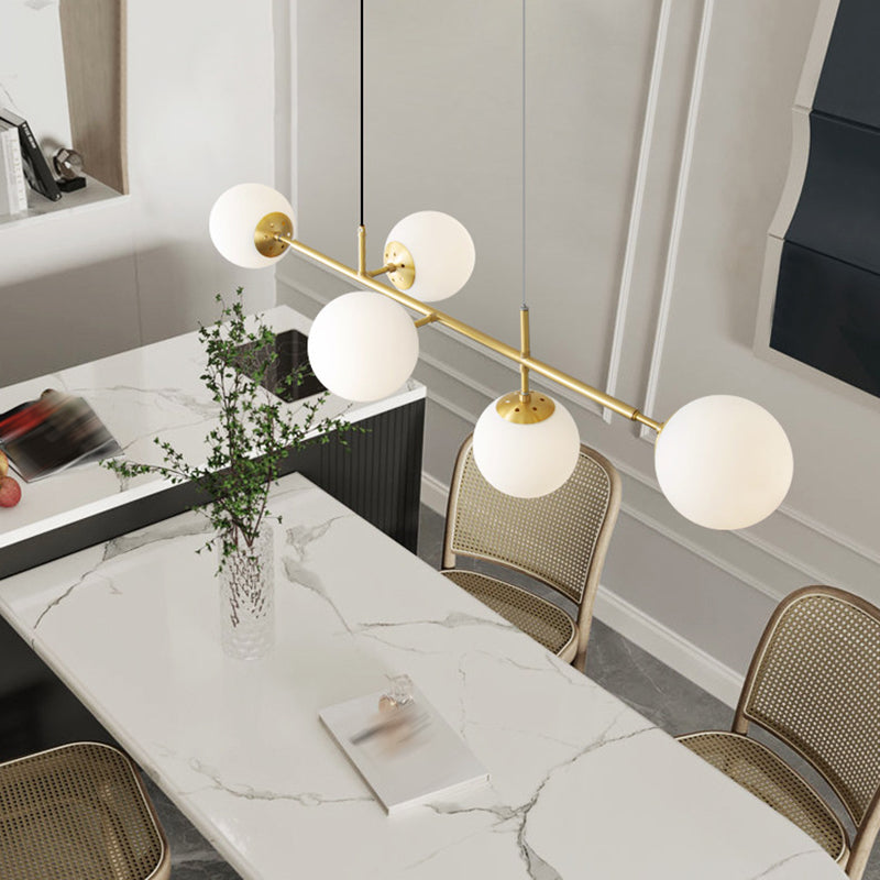 5/6-Light Metal Kitchen Island Lighting Modern Linear Ceiling Light in Gold
