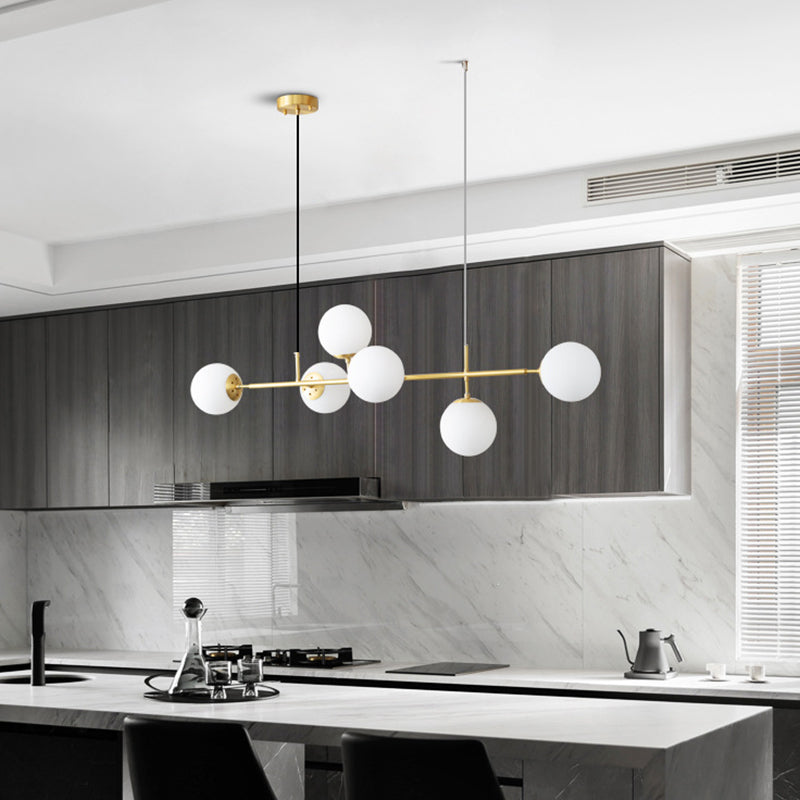 5/6-Light Metal Kitchen Island Lighting Modern Linear Ceiling Light in Gold