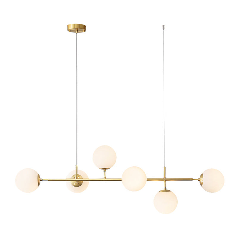 5/6-Light Metal Kitchen Island Lighting Modern Linear Ceiling Light in Gold