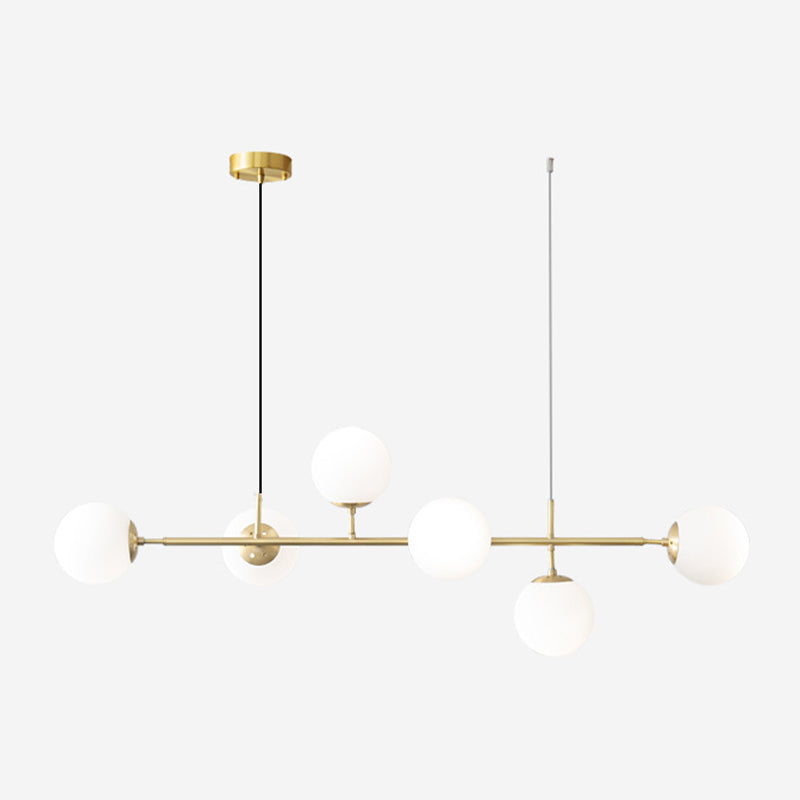 5/6-Light Metal Kitchen Island Lighting Modern Linear Ceiling Light in Gold