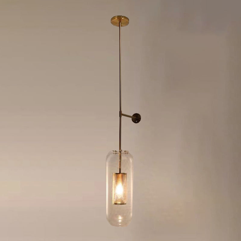 Industrial 1 - Light Cylinder Glass Wall Light - Iron Wall Sconce in Black / Gold