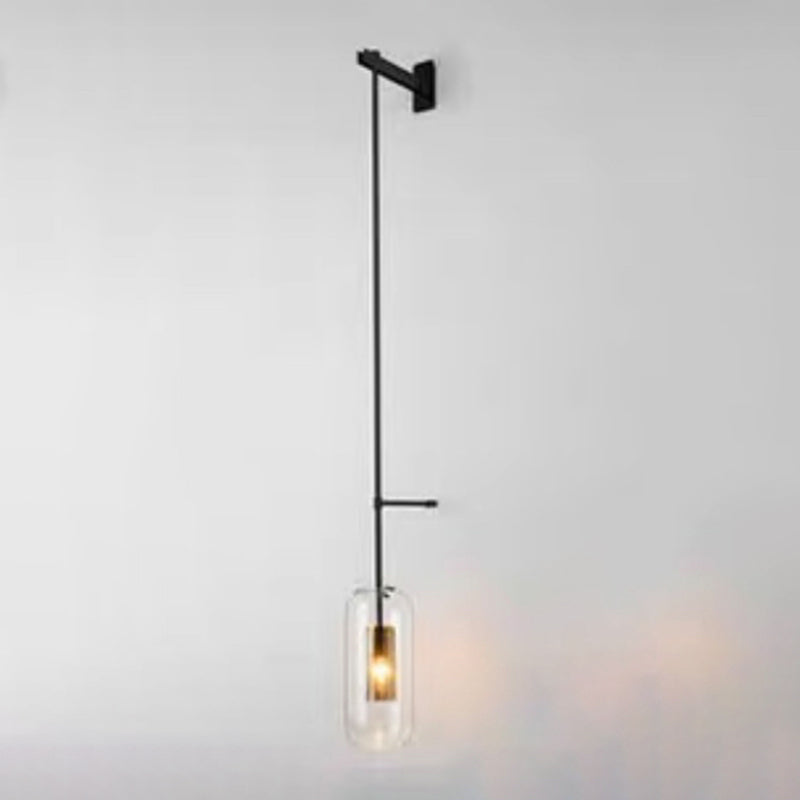 Industrial 1 - Light Cylinder Glass Wall Light - Iron Wall Sconce in Black / Gold
