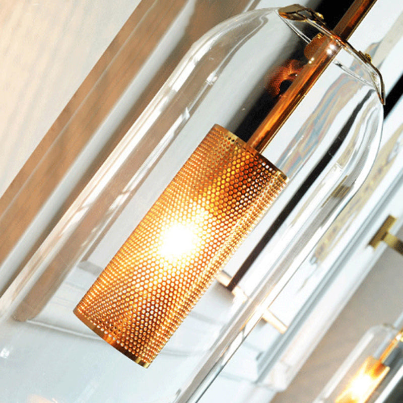 Industrial 1 - Light Cylinder Glass Wall Light - Iron Wall Sconce in Black / Gold