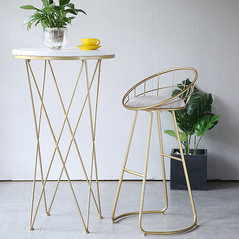 Contemporary Matte Finish Iron Bar Stool Footrest Home Counter Stool