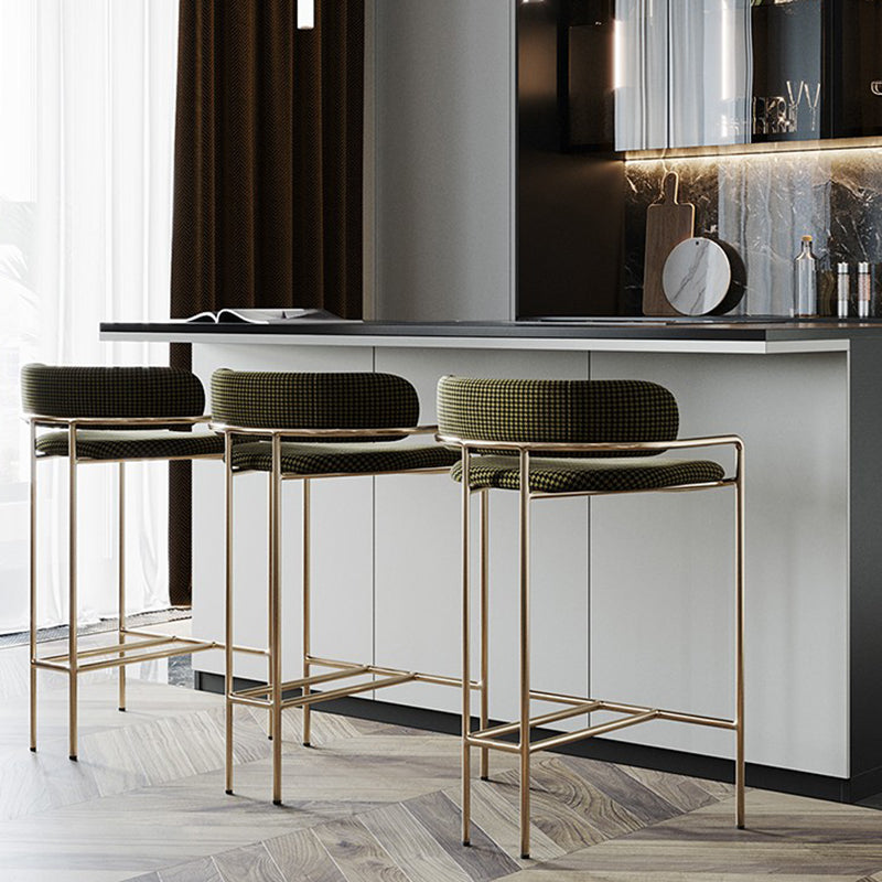 Modern Indoor Upholstered Bar Stool Low Back Footrest Counter Stool