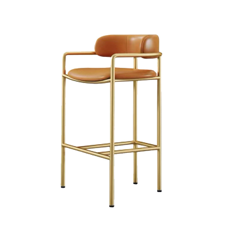 Modern Indoor Upholstered Bar Stool Low Back Footrest Counter Stool