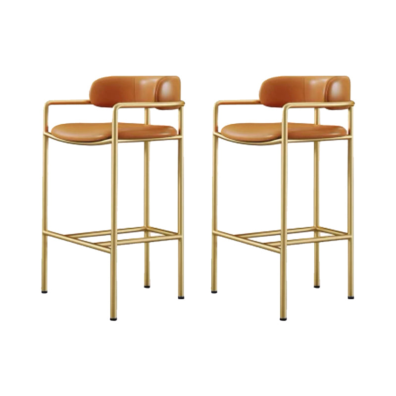 Modern Indoor Upholstered Bar Stool Low Back Footrest Counter Stool