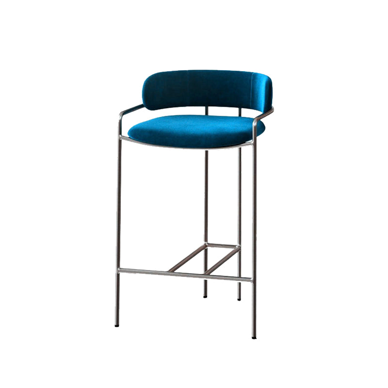 Modern Indoor Upholstered Bar Stool Low Back Footrest Counter Stool