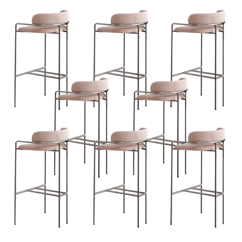 Modern Indoor Upholstered Bar Stool Low Back Footrest Counter Stool