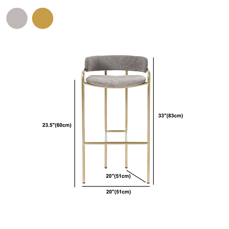 Modern Indoor Upholstered Bar Stool Low Back Footrest Counter Stool