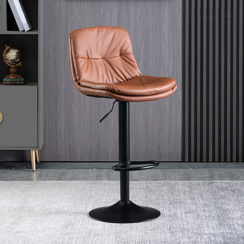 Faux Leather Swivel Bar Chair Modern Armless Upholstered Bar Stool