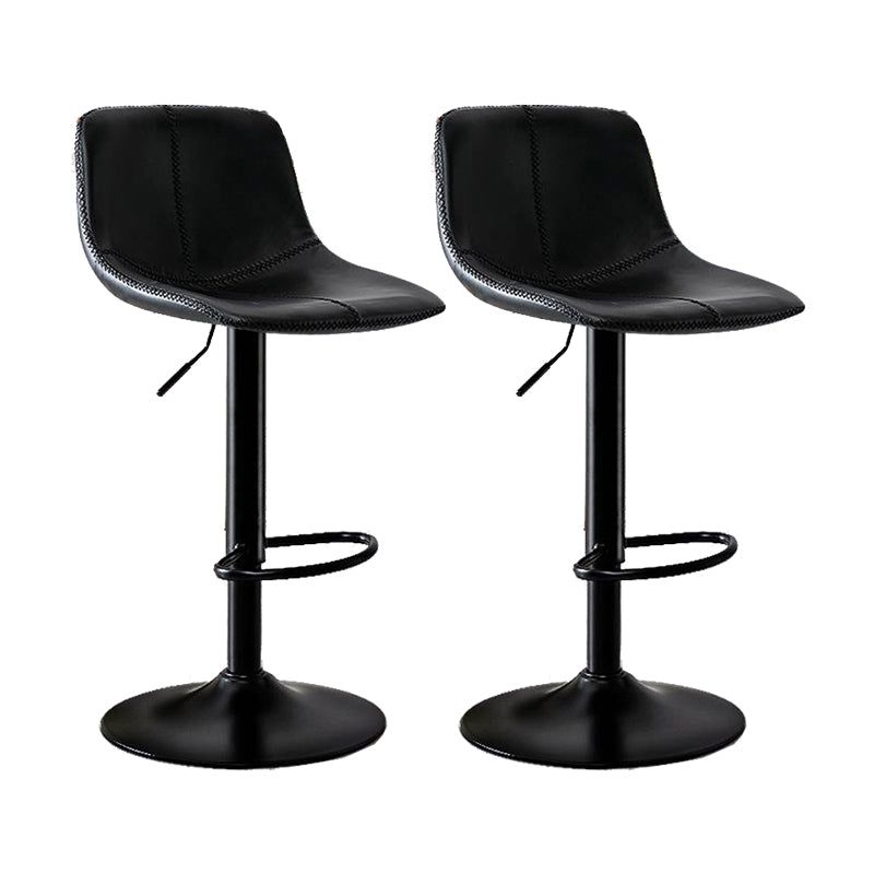 Modern Home Adjustable Height Barstool Matte Finish Leather Swivel Stool