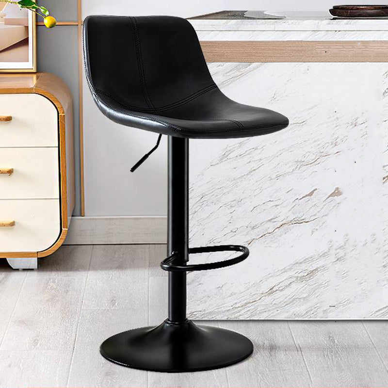 Modern Home Adjustable Height Barstool Matte Finish Leather Swivel Stool