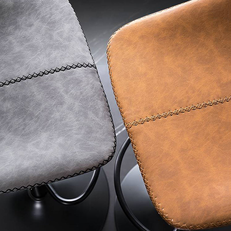 Modern Home Adjustable Height Barstool Matte Finish Leather Swivel Stool