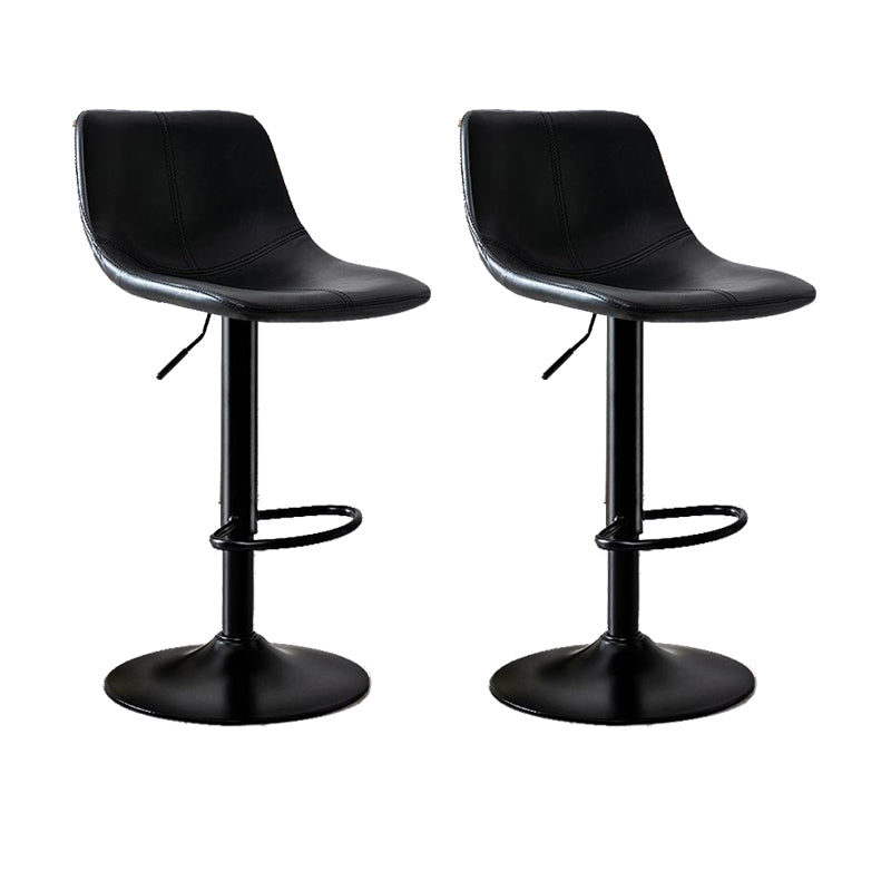 Modern Home Adjustable Height Barstool Matte Finish Leather Swivel Stool