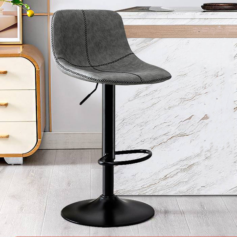 Modern Home Adjustable Height Barstool Matte Finish Leather Swivel Stool