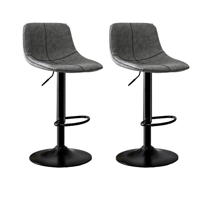 Modern Home Adjustable Height Barstool Matte Finish Leather Swivel Stool