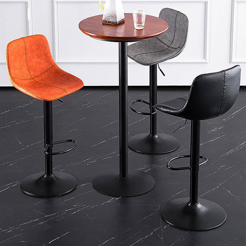 Modern Home Adjustable Height Barstool Matte Finish Leather Swivel Stool
