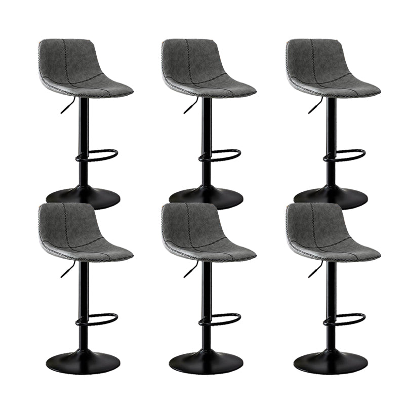 Modern Home Adjustable Height Barstool Matte Finish Leather Swivel Stool
