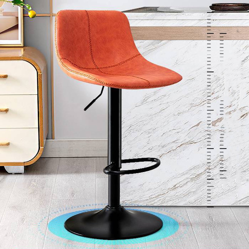 Modern Home Adjustable Height Barstool Matte Finish Leather Swivel Stool