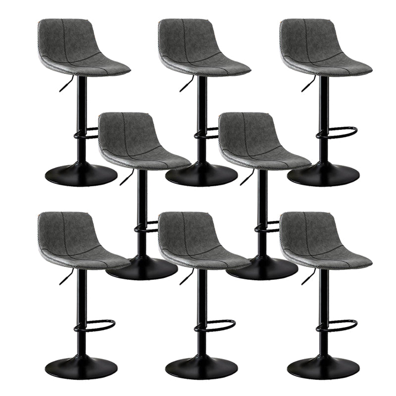 Modern Home Adjustable Height Barstool Matte Finish Leather Swivel Stool