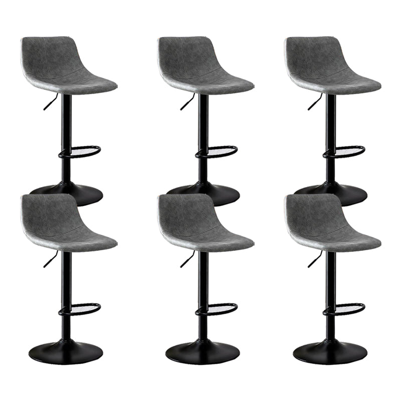 Modern Home Adjustable Height Barstool Matte Finish Leather Swivel Stool
