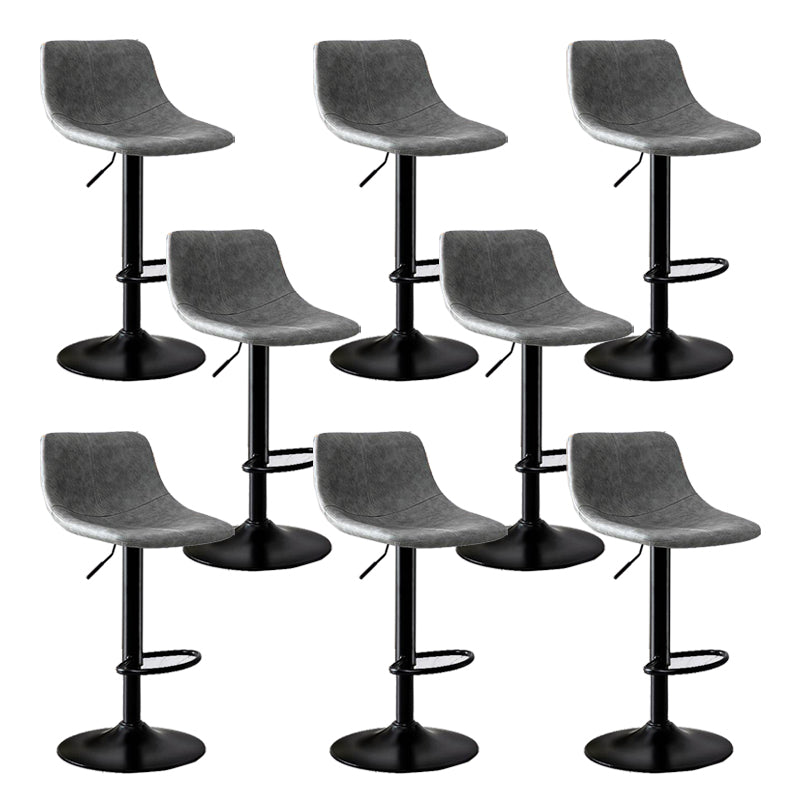 Modern Home Adjustable Height Barstool Matte Finish Leather Swivel Stool