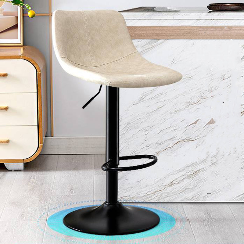 Modern Home Adjustable Height Barstool Matte Finish Leather Swivel Stool