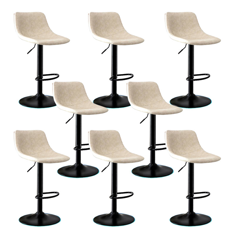 Modern Home Adjustable Height Barstool Matte Finish Leather Swivel Stool