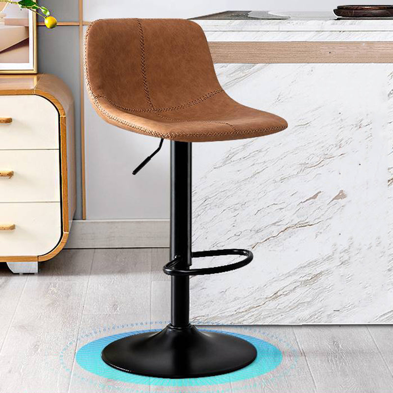 Modern Home Adjustable Height Barstool Matte Finish Leather Swivel Stool