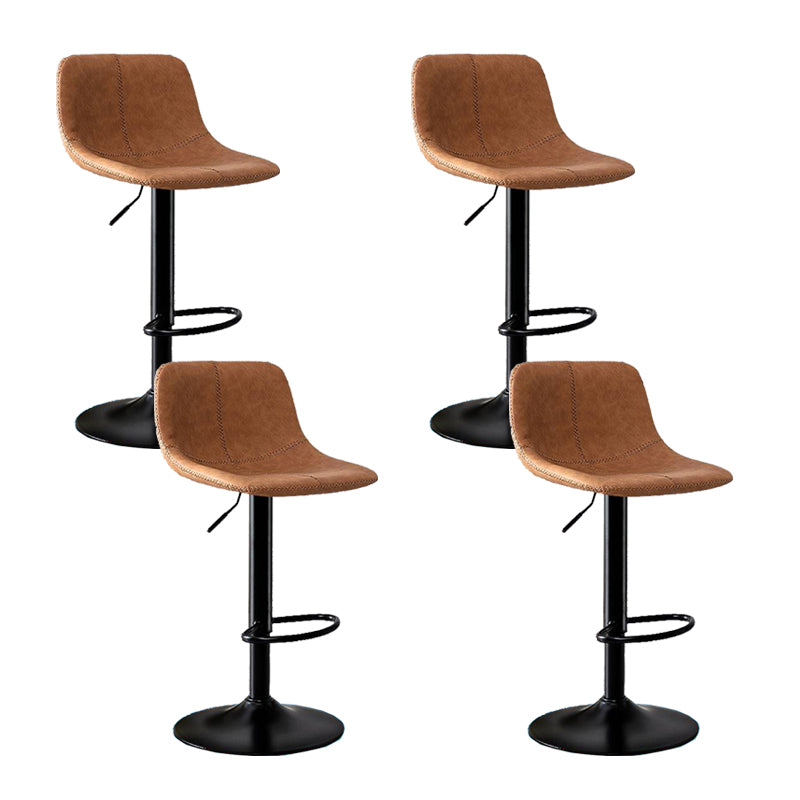 Modern Home Adjustable Height Barstool Matte Finish Leather Swivel Stool