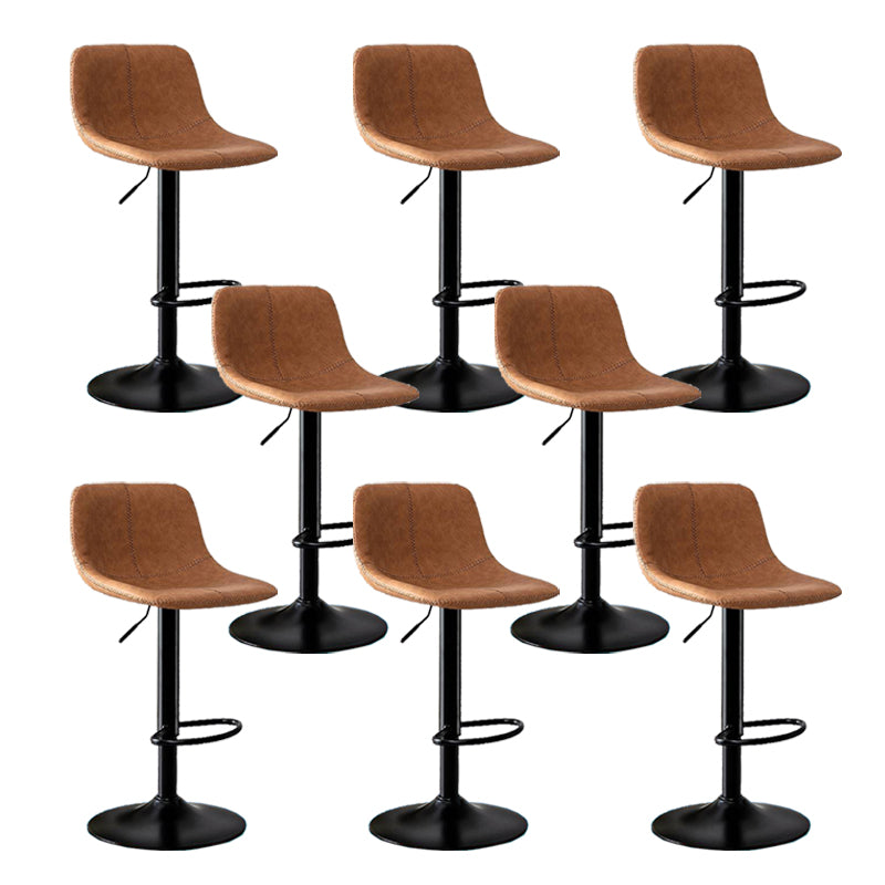 Modern Home Adjustable Height Barstool Matte Finish Leather Swivel Stool