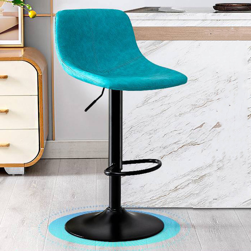 Modern Home Adjustable Height Barstool Matte Finish Leather Swivel Stool
