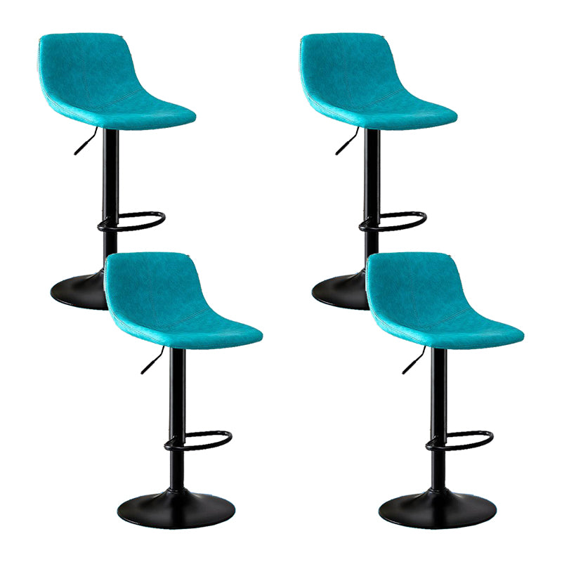 Modern Home Adjustable Height Barstool Matte Finish Leather Swivel Stool