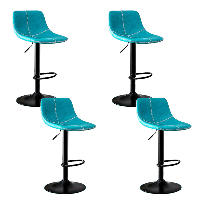 Modern Home Adjustable Height Barstool Matte Finish Leather Swivel Stool