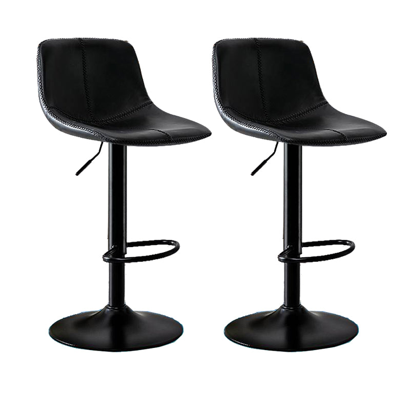 Modern Home Adjustable Height Barstool Matte Finish Leather Swivel Stool