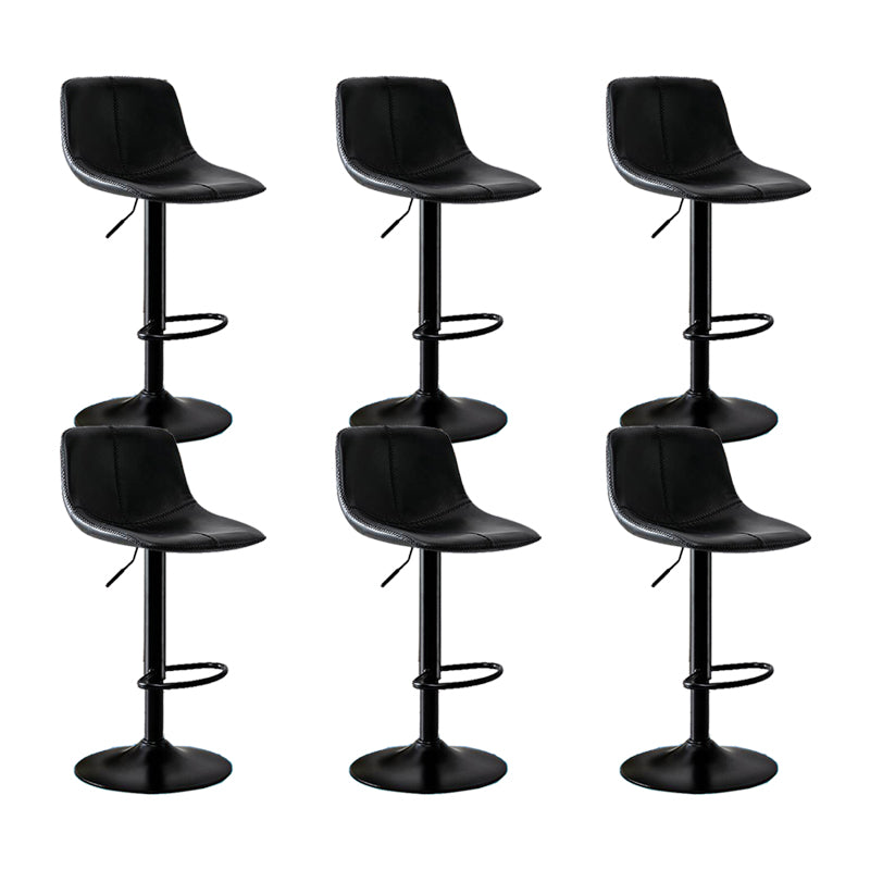Modern Home Adjustable Height Barstool Matte Finish Leather Swivel Stool