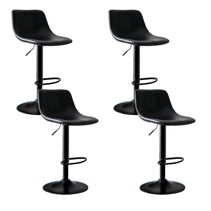 Modern Home Adjustable Height Barstool Matte Finish Leather Swivel Stool