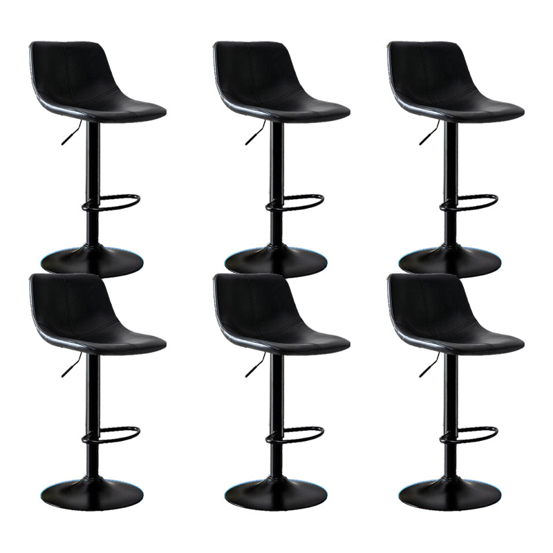 Modern Home Adjustable Height Barstool Matte Finish Leather Swivel Stool