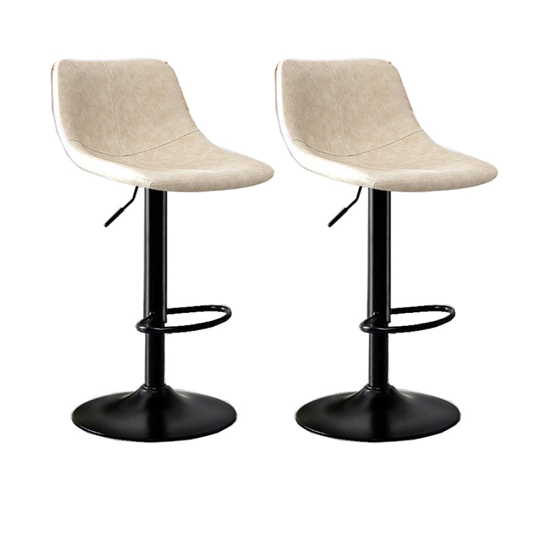 Modern Home Adjustable Height Barstool Matte Finish Leather Swivel Stool