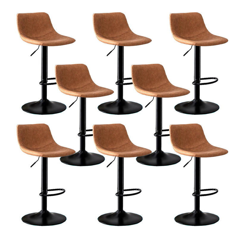 Modern Home Adjustable Height Barstool Matte Finish Leather Swivel Stool