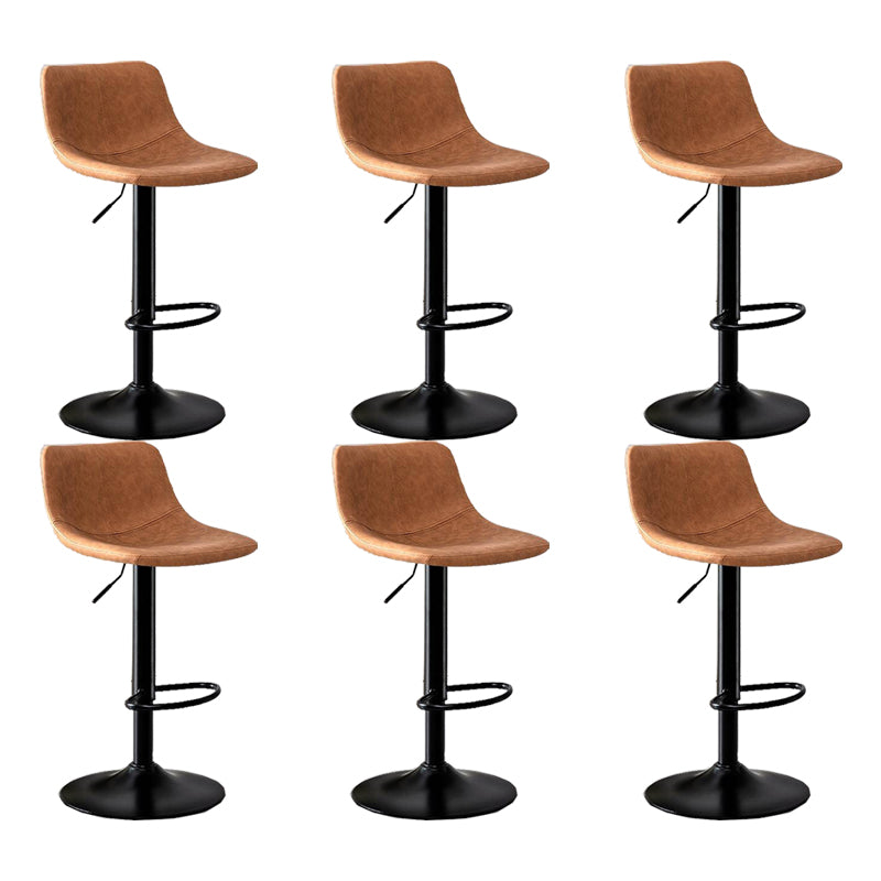 Modern Home Adjustable Height Barstool Matte Finish Leather Swivel Stool