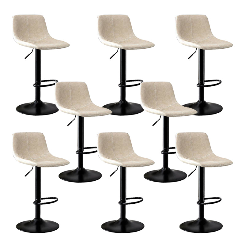 Modern Home Adjustable Height Barstool Matte Finish Leather Swivel Stool