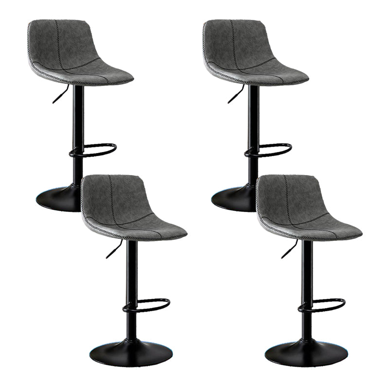 Modern Home Adjustable Height Barstool Matte Finish Leather Swivel Stool