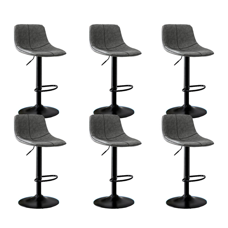 Modern Home Adjustable Height Barstool Matte Finish Leather Swivel Stool