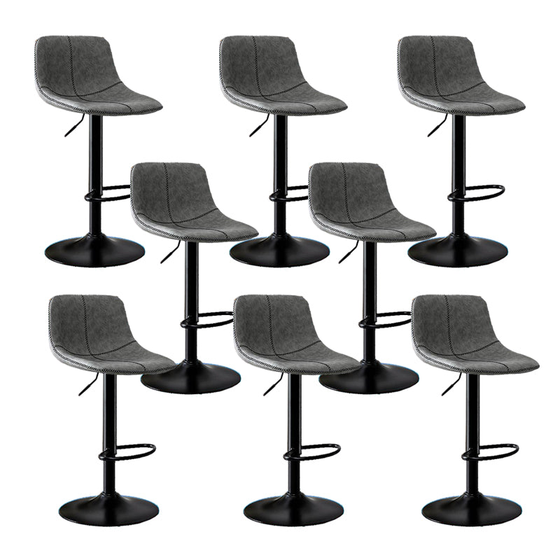 Modern Home Adjustable Height Barstool Matte Finish Leather Swivel Stool