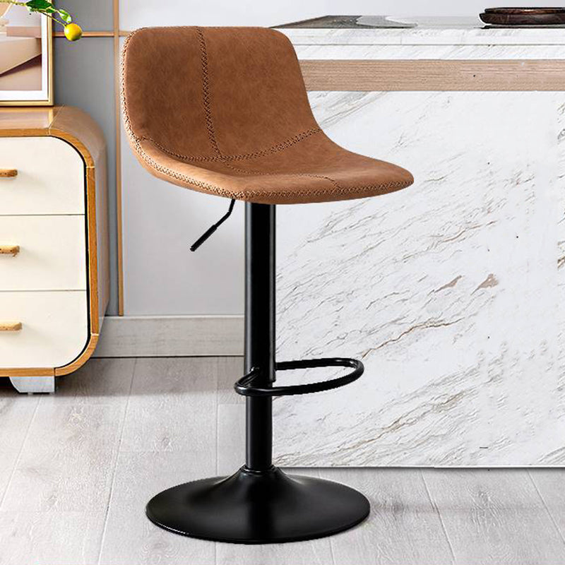 Modern Home Adjustable Height Barstool Matte Finish Leather Swivel Stool