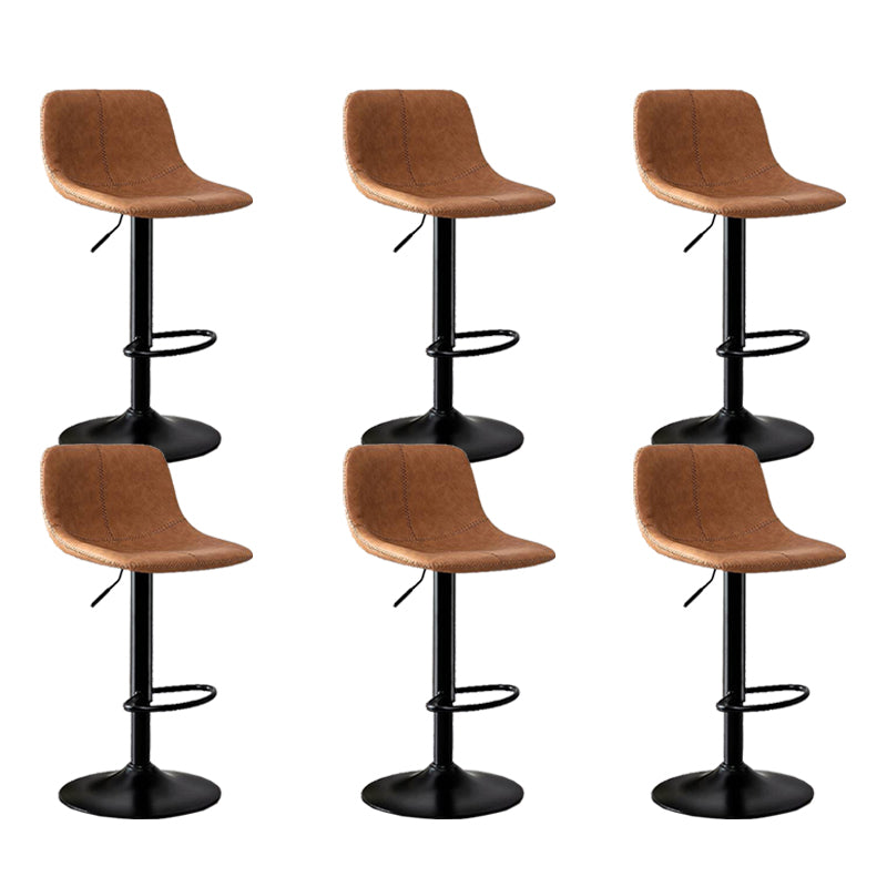 Modern Home Adjustable Height Barstool Matte Finish Leather Swivel Stool